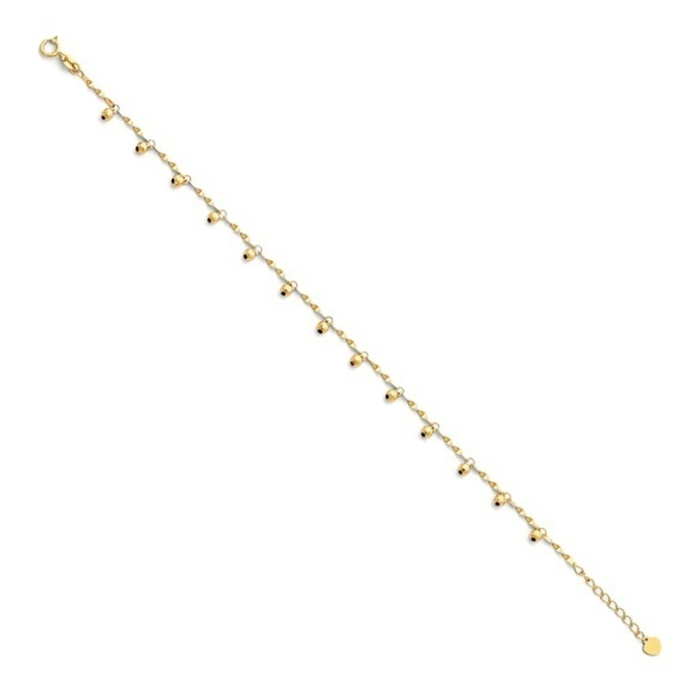 14k Yellow Gold dangling Balls Bracelet 8 inches
